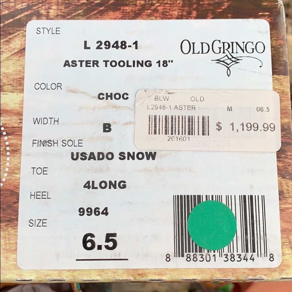 OLD GRINGO NEW With Box Aster Tooling 18” Tall Knee High Western Boots, Size 6.5 - Picture 10 of 13